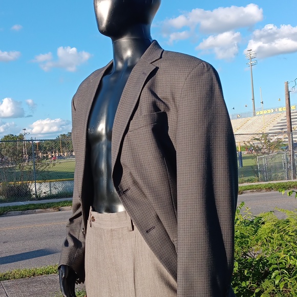 STAFFORD MEN´S PURE WOOL LUXURY CHECK BLAZER (COLUMBIA)